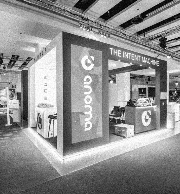 Exhibition space with illuminated signage